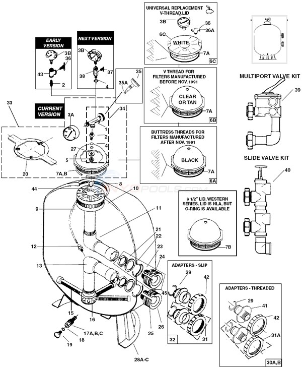 Pentair Triton 2 Fiberglass Sand Filter Parts