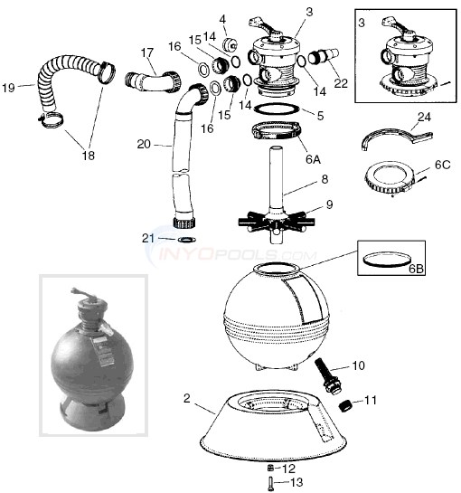 Waterway Clearwater Sand Filter Top Mount Parts - INYOPools.com