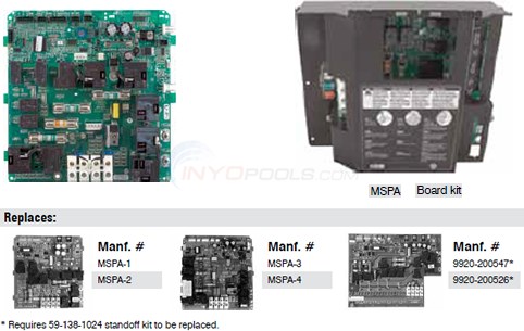 Gecko MSPA - 1 To 4 Board Replacement Kit Diagram