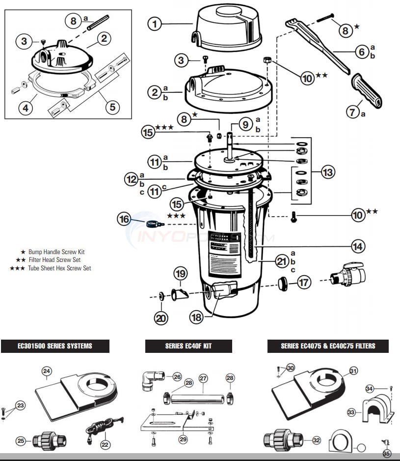Hayward Perflex D.E. FIlters EC30, EC40 & EC40AC Parts