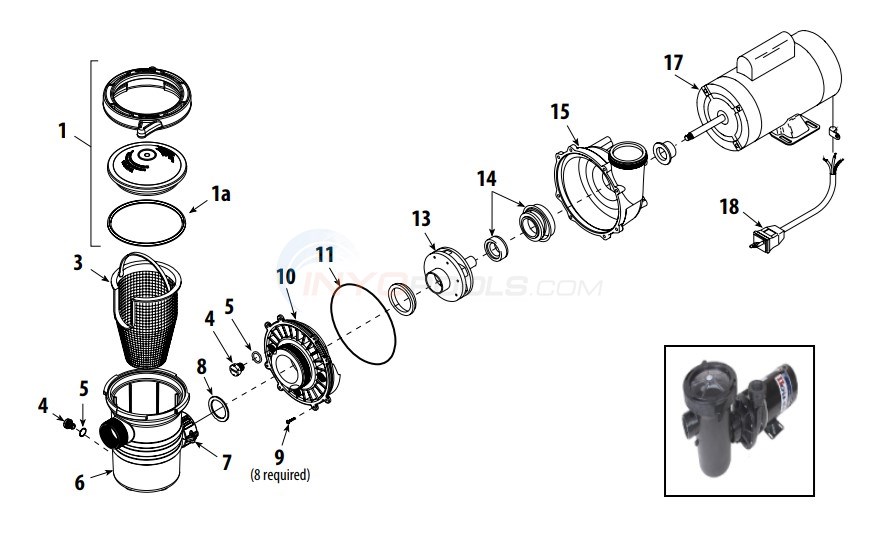 Waterway Hi-Flo & Hi-Flo II Side Discharge Above Ground Pump Diagram