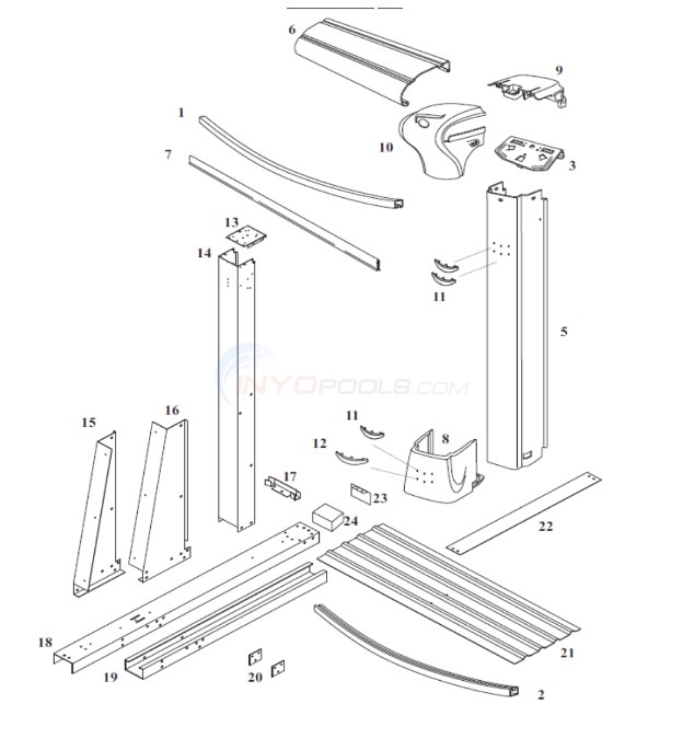 Horizon 18'x33' Oval 54" Wall (Resin Top Rail, Steel Upright) Diagram