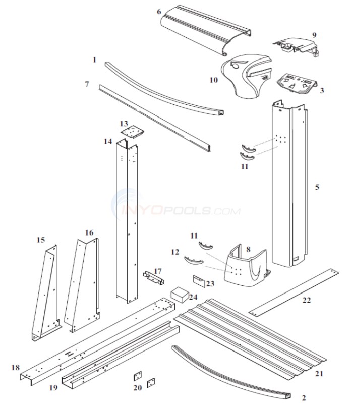 Horizon 15'x26' Oval 54" Wall (Steel Top Rail, Steel Upright) Diagram