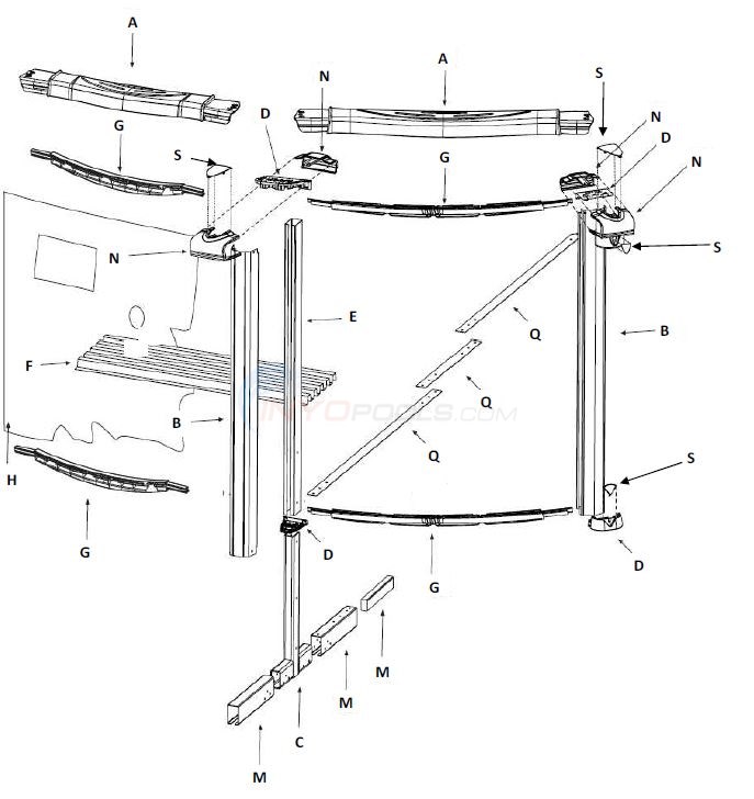 Inspiration 12x23' Oval 54" (Resin Top Rail, Steel Upright) Parts Diagram