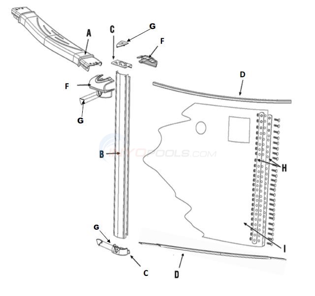 Inspiration 15' Round 52" (Resin Top Rail, Steel Upright) Parts Diagram