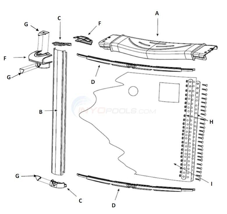 Inspiration 15' Round 54" (Resin Top Rail, Steel Upright) Parts Diagram