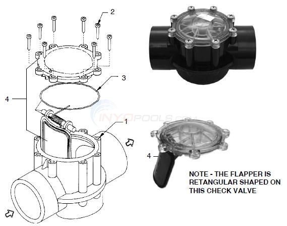 Jandy CPVC Check Valve (1 1/2" - 2" / 2" - 2 1/2") Parts Diagram