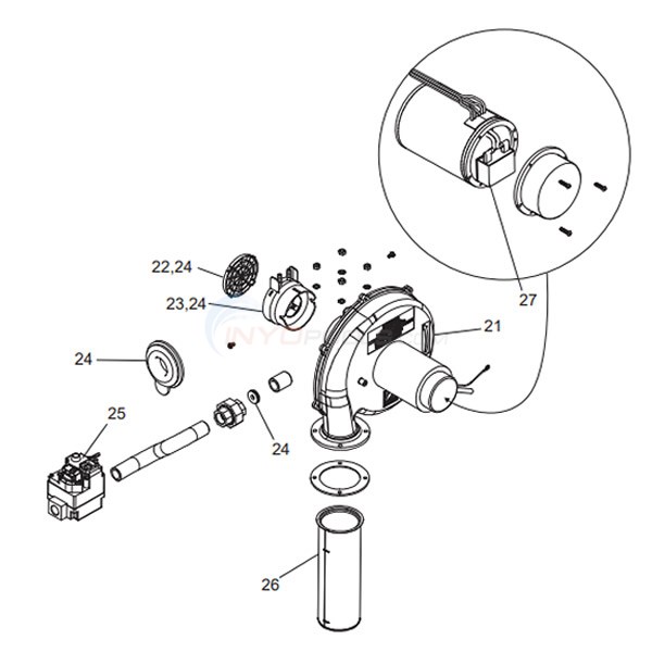 Jandy JXi Series Gas Heater Burner System Components (2014Present
