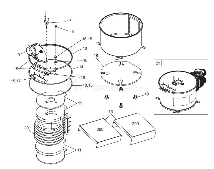 Jandy JXi Series Gas Heater Combustion System Components (2014Present