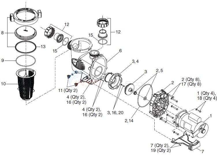 Jandy Waterfall Series Pump (SWF) Parts