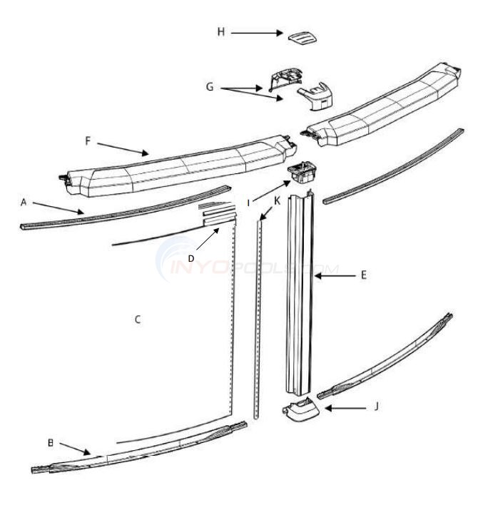 Java 30' Round 52" Wall (Resin Top Rail, Steel Upright) Parts Diagram