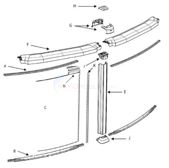 Java 30' Round 54" Wall (Resin Top Rail, Steel Upright) Parts Diagram