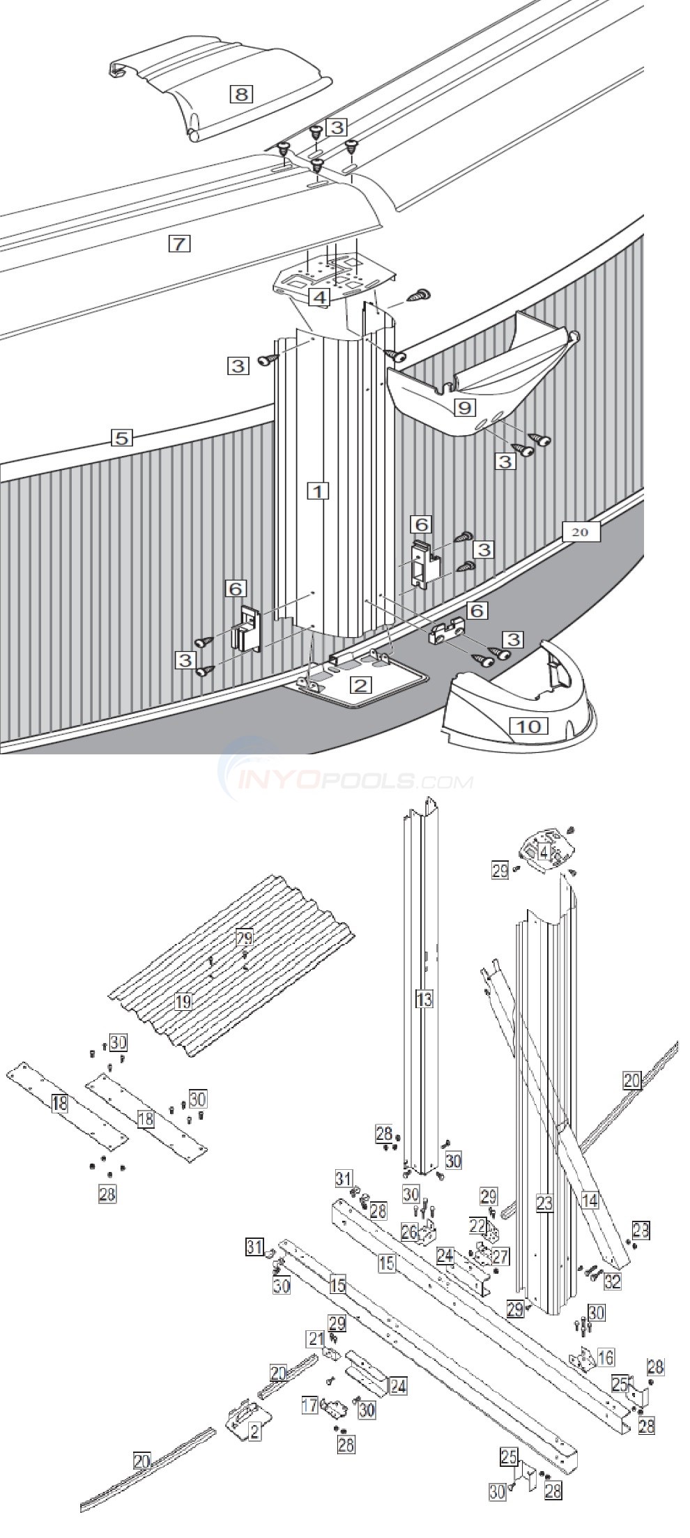 Malibu 15'x24' Oval (Steel Top Rail, Steel Upright) Diagram