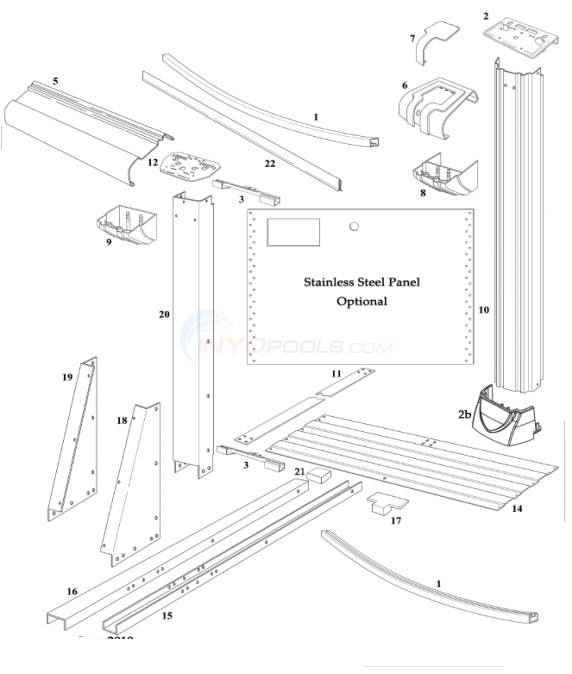Martinique 15'x30' Oval 54" Wall (Resin Top Rail, Steel Upright) Diagram