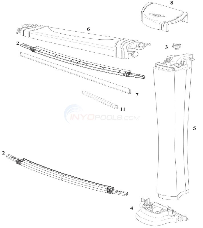 Matrix & Odyssey 20' Round 54" Wall (Resin Top Rail, Resin Upright) Diagram