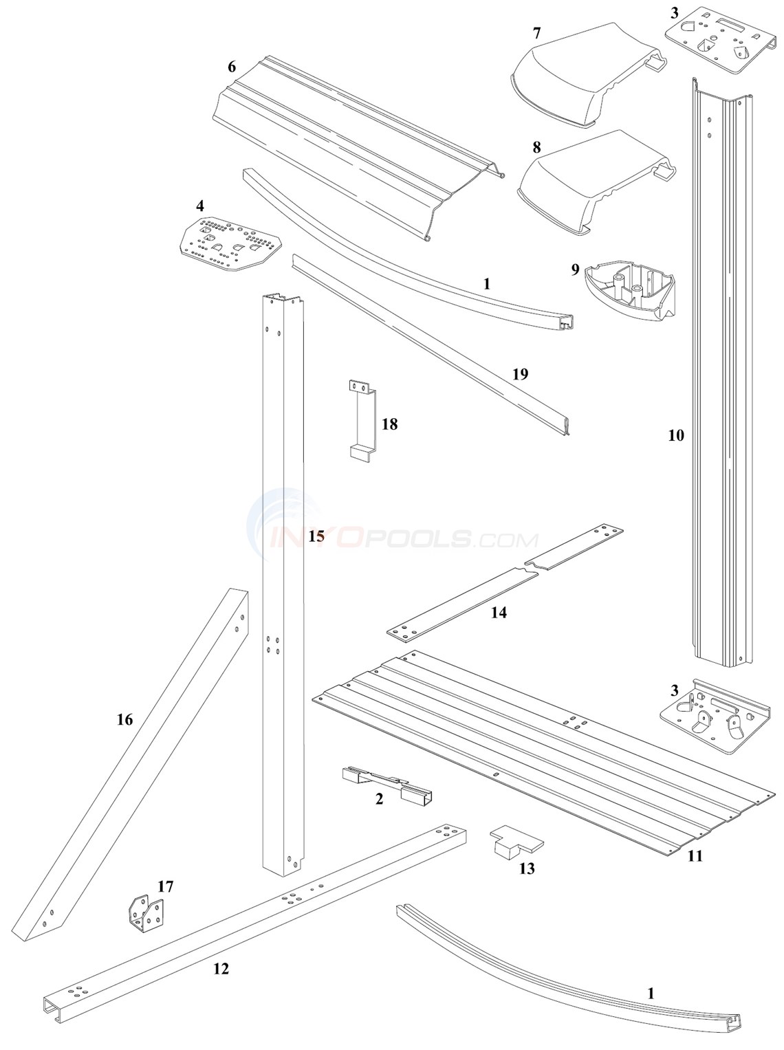 Monaco Elite 16'x24' Oval (Steel Top Rail, Steel Upright) Diagram