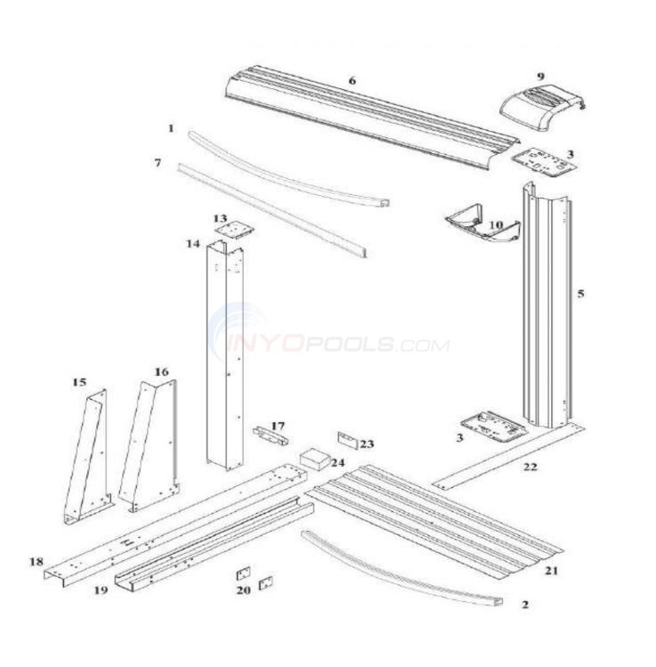 Morada 15'x26' Yardmore Oval 52" (Resin Top Rail, Steel Upright) Diagram