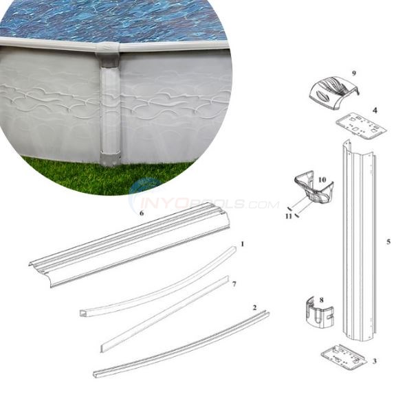 Nova 24' Round 54" (Resin Top Rail, Wall Printed Steel Upright) Diagram