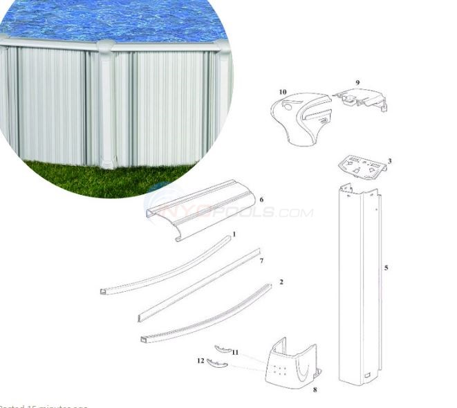 Oasis & Bermuda 27' Round 54" Wall (Aluminum Top Rail, Aluminum Upright) Diagram