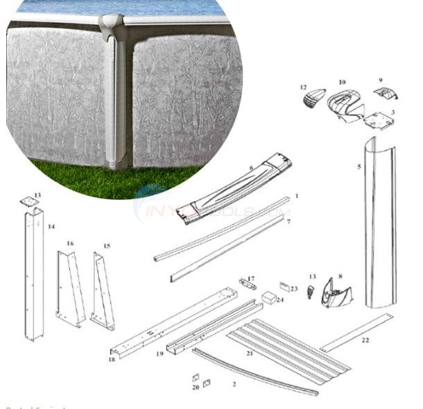 Oceanic 15'x30' Yardmore Oval 54" (Resin Top Rail, Printed Steel Upright) Diagram