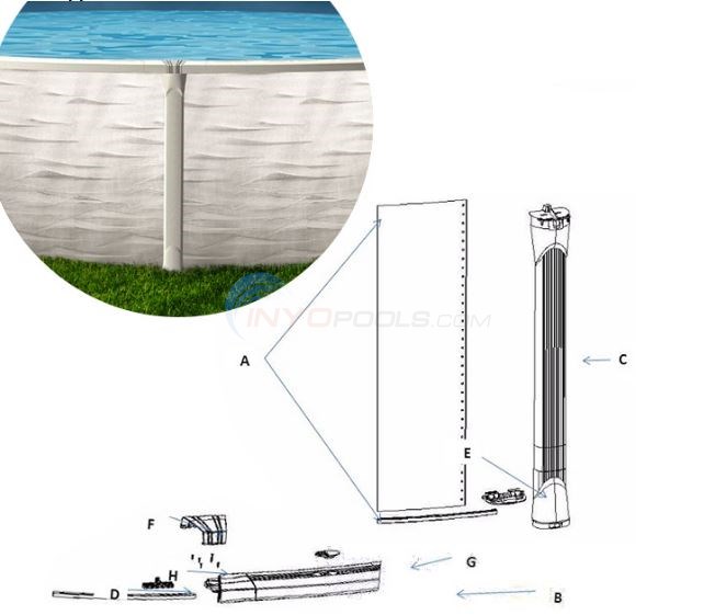 Opus 27' Round 52" Wall (Resin Top Rail, Steel Upright) Diagram