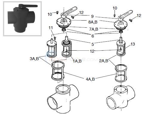 Pentair / Ortega Valve Parts Diagram