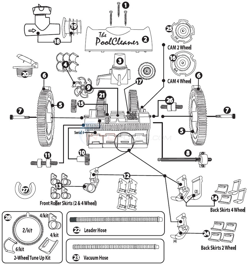 Poolvergnuegen Suction Cleaner 2X & 4X Parts