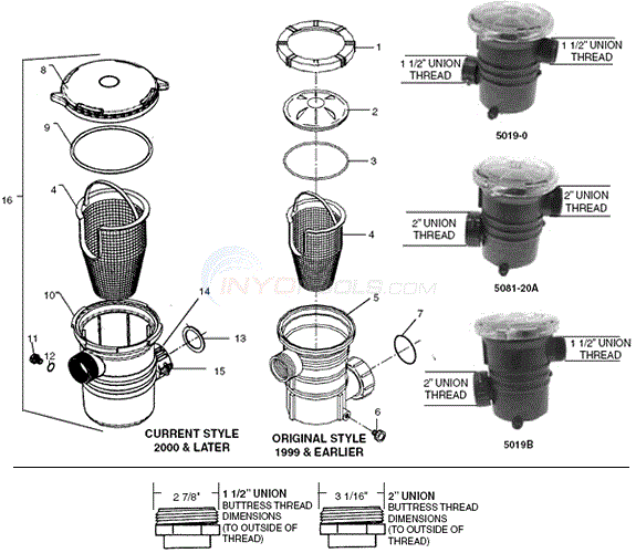 Waterway Pump Strainer Trap Parts