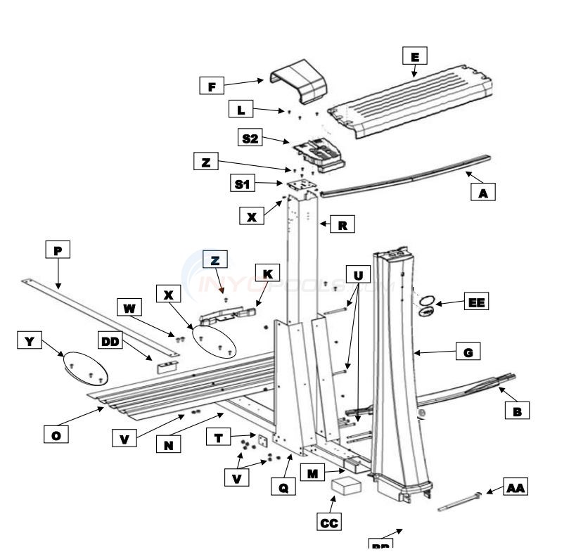 Quantum RRR 12' x 24' Oval 54" Wall (Resin Top Rail, Resin Upright) Diagram