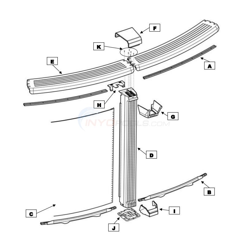 Sentinelle RRR 12' Round 54" Wall (Resin Top Rail, Resin Upright) Diagram