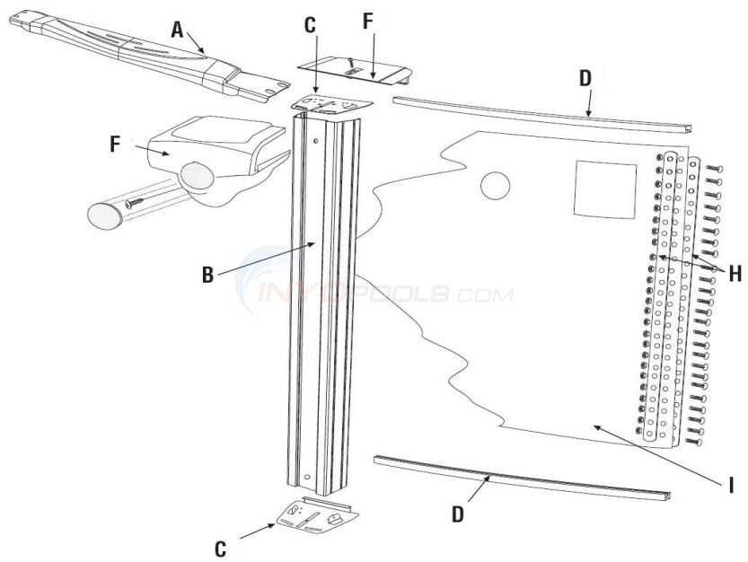 Simbio 27' Round 52" (Resin Top Rail, Steel Upright, Steel Stabilizer) Parts Diagram