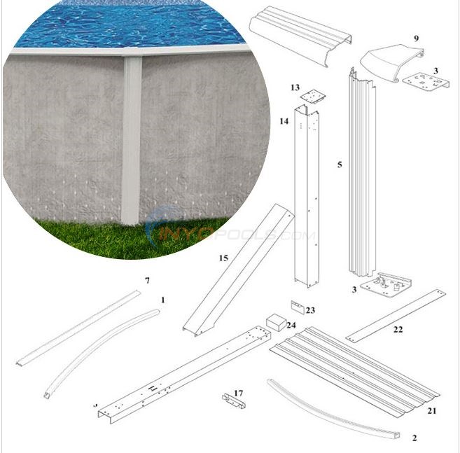 Solstice 48" 15'x26' Oval w/ Buttress (Steel Top Rail, Steel Upright) Diagram