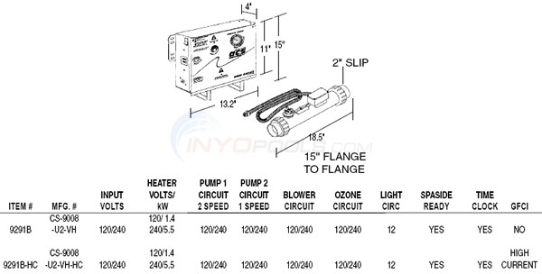 Hydroquip Air Control Versi Heat CS-9008 Model Diagram