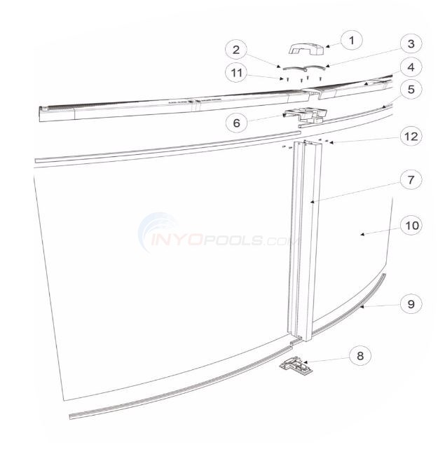 The S Pool 15' Round 52" Wall (Resin Top Rail, Steel Upright) Diagram