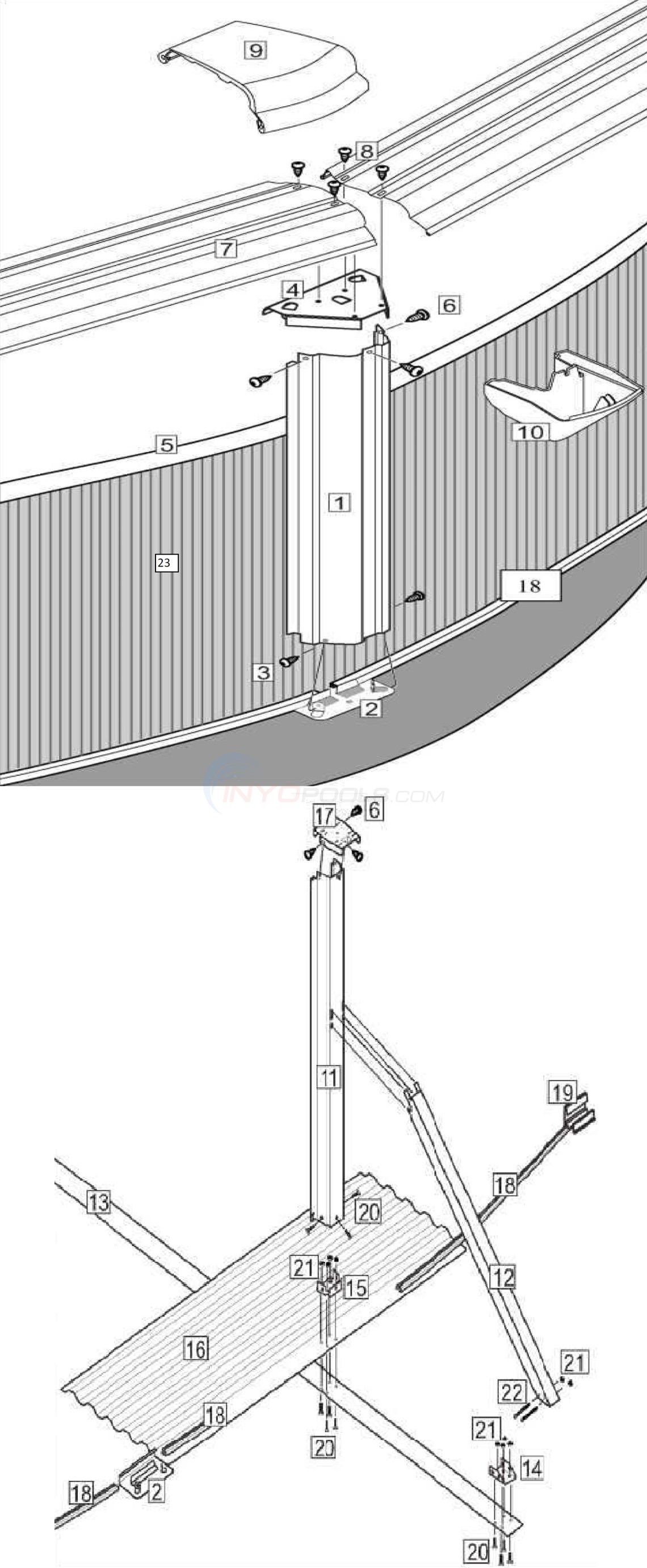 Urbania 12'x21' Oval (Steel Top Rail, Steel Upright) Diagram