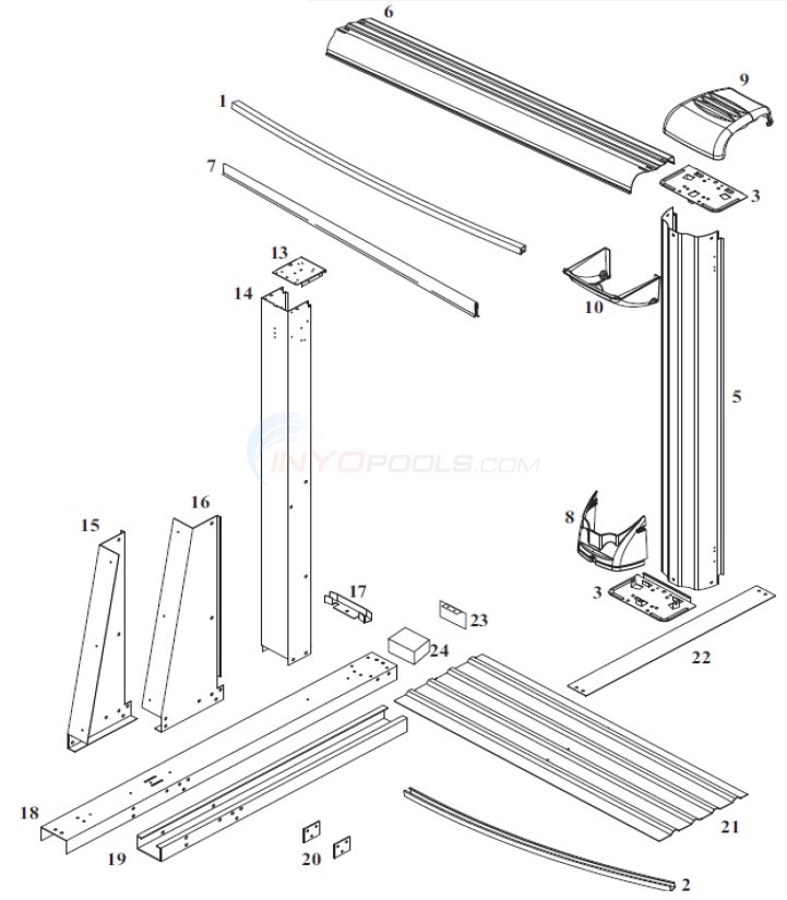 Voyager 18'x33' Oval (Steel Top Rail, Steel Upright) Diagram