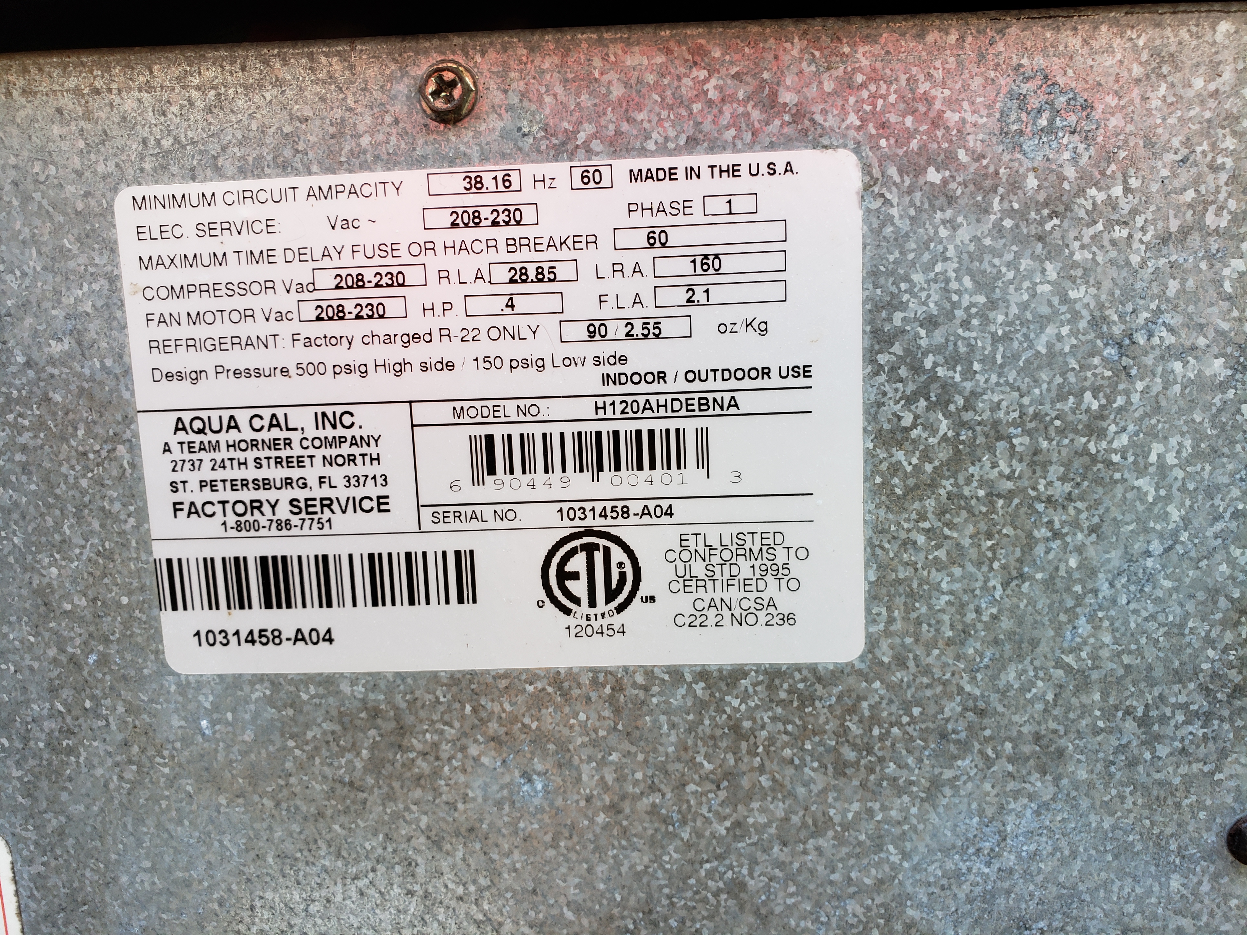 AquaCal CONTROL PANEL ASSEMBLY 100/120 4 BUTTON ECS0271