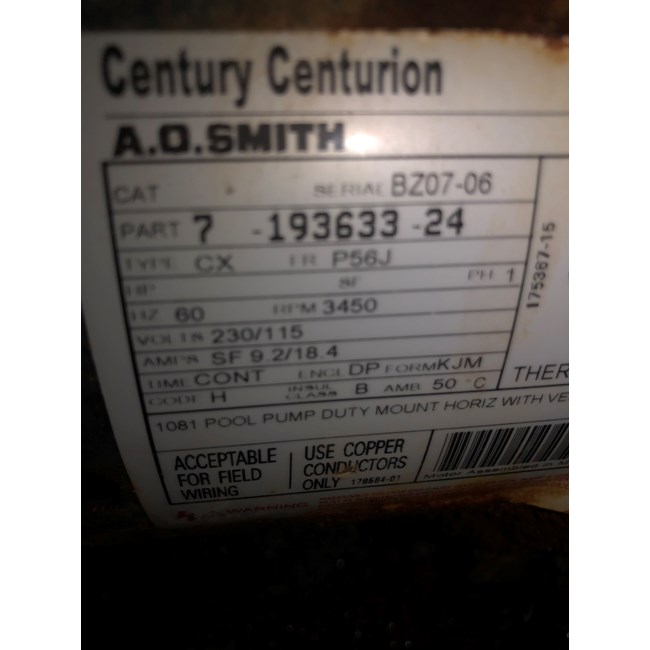 Century (A.O. Smith) 1.5 HP Full Rate Energy Efficient Motor, Round Flange 56J Frame, Single Speed - Model B129