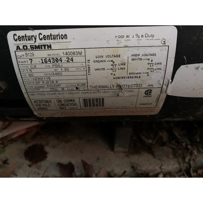 Century (A.O. Smith) 1.5 HP Up Rate Motor, Round Flange 56J Frame, Single Speed - Model UST1152