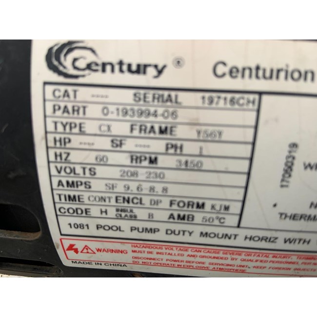 Century (A.O. Smith) 2.0 HP Up Rate Motor, Square Flange 56Y Frame, Single Speed - Model B855 - B2855