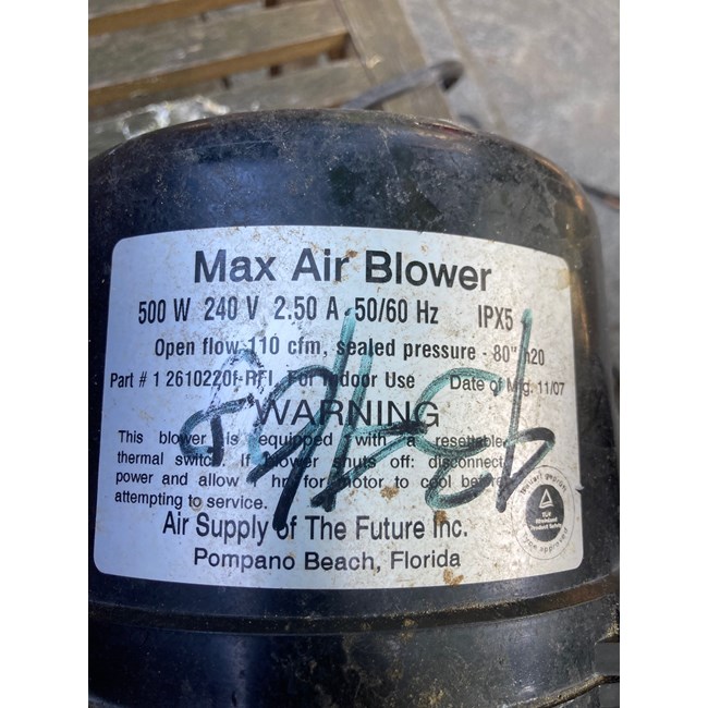 Air Supply Air Blower Max Air 1hp 240v (2510220 Asp)
