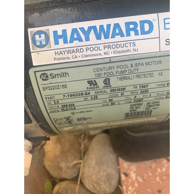Hayward Motor, 2hp Full Tristar 208-230v (spx3220z1ber,sp3220z1ber, HSQ1202) Discontinued