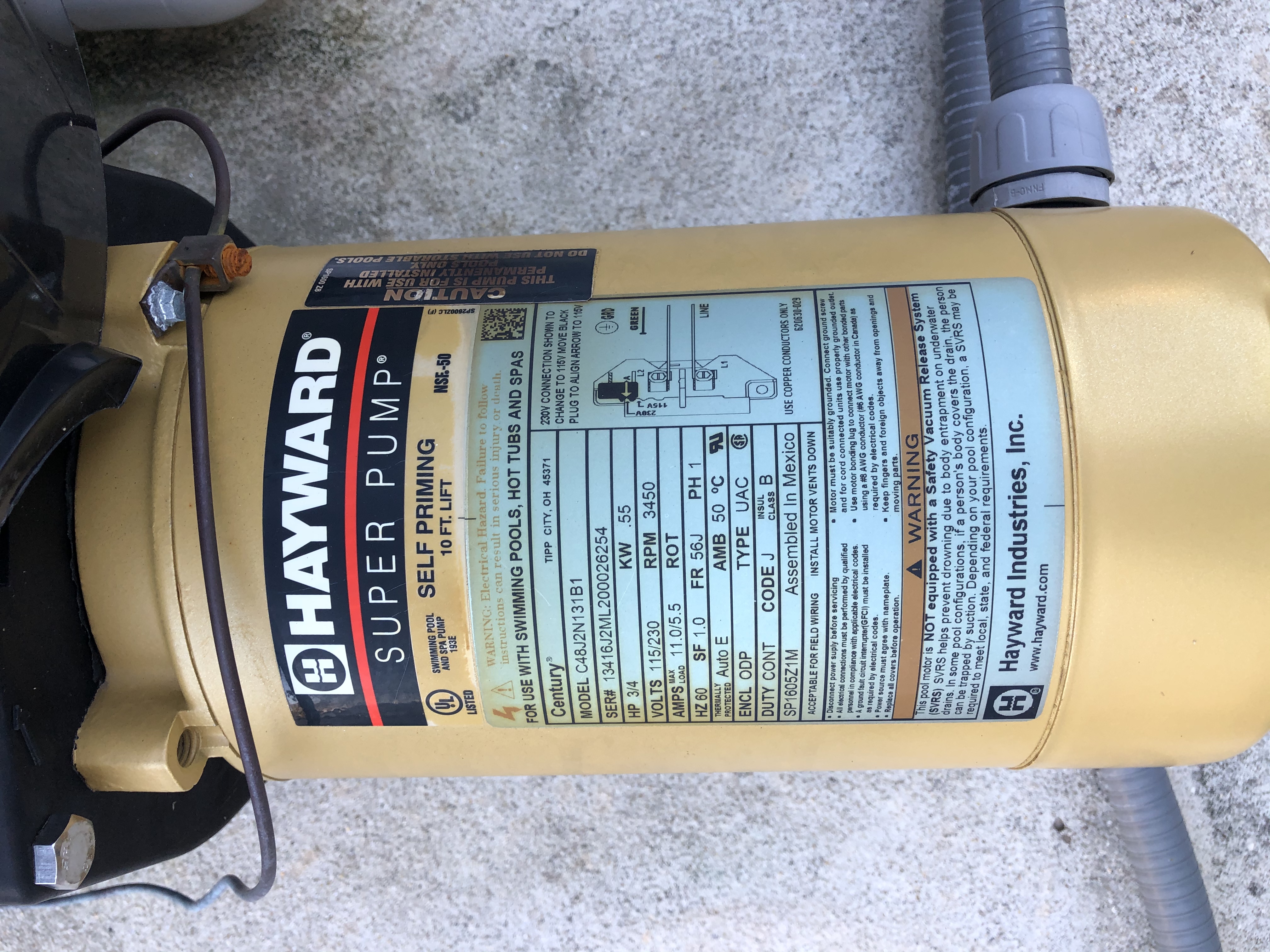 Hayward Super Pump 3/4 HP Single Speed - W3SP2605X7 - INYOPools.com