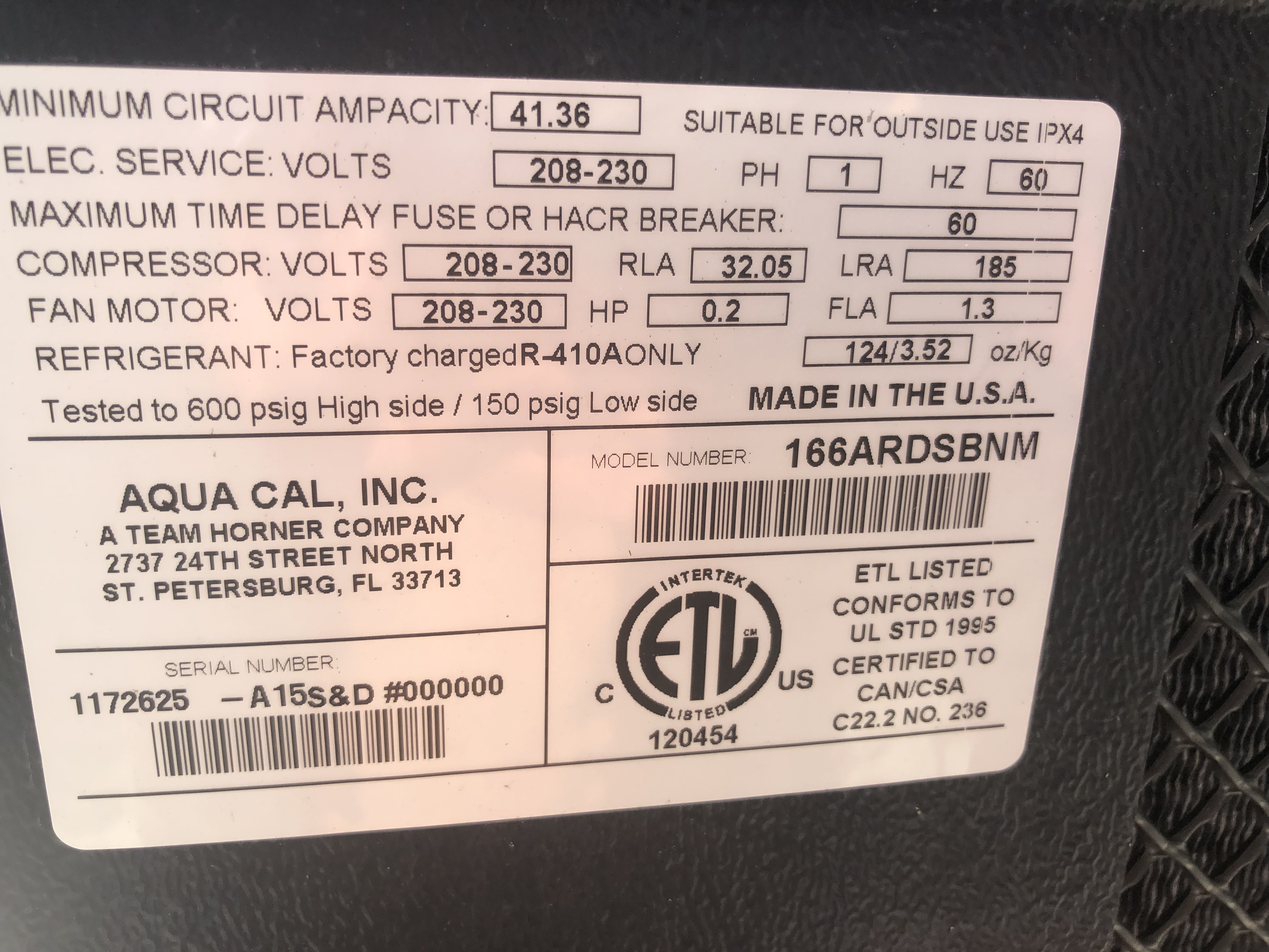 AquaCal CONTROL PANEL ASSEMBLY 100/120 4 BUTTON ECS0271