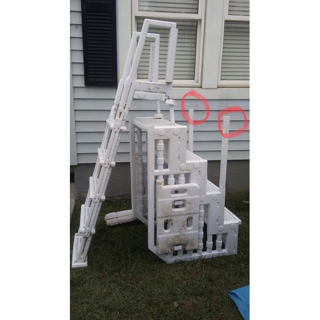 Entry Step System - White 4 Steps 32" Wide With Flip-Up Outside Ladder - ACLDR