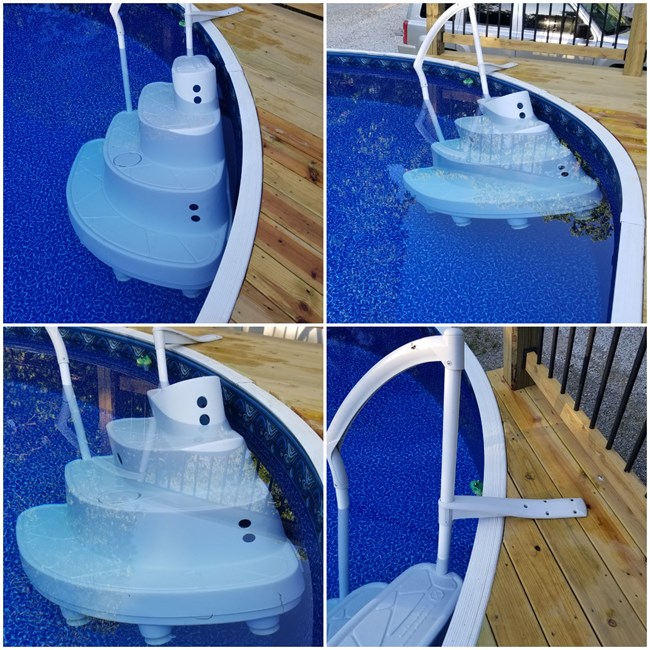 Innovaplas Biltmor In Pool Above Ground Pool Step W 2 Handrail Deck Mounts Above Ground Pool Steps Pool Steps In Ground Pools