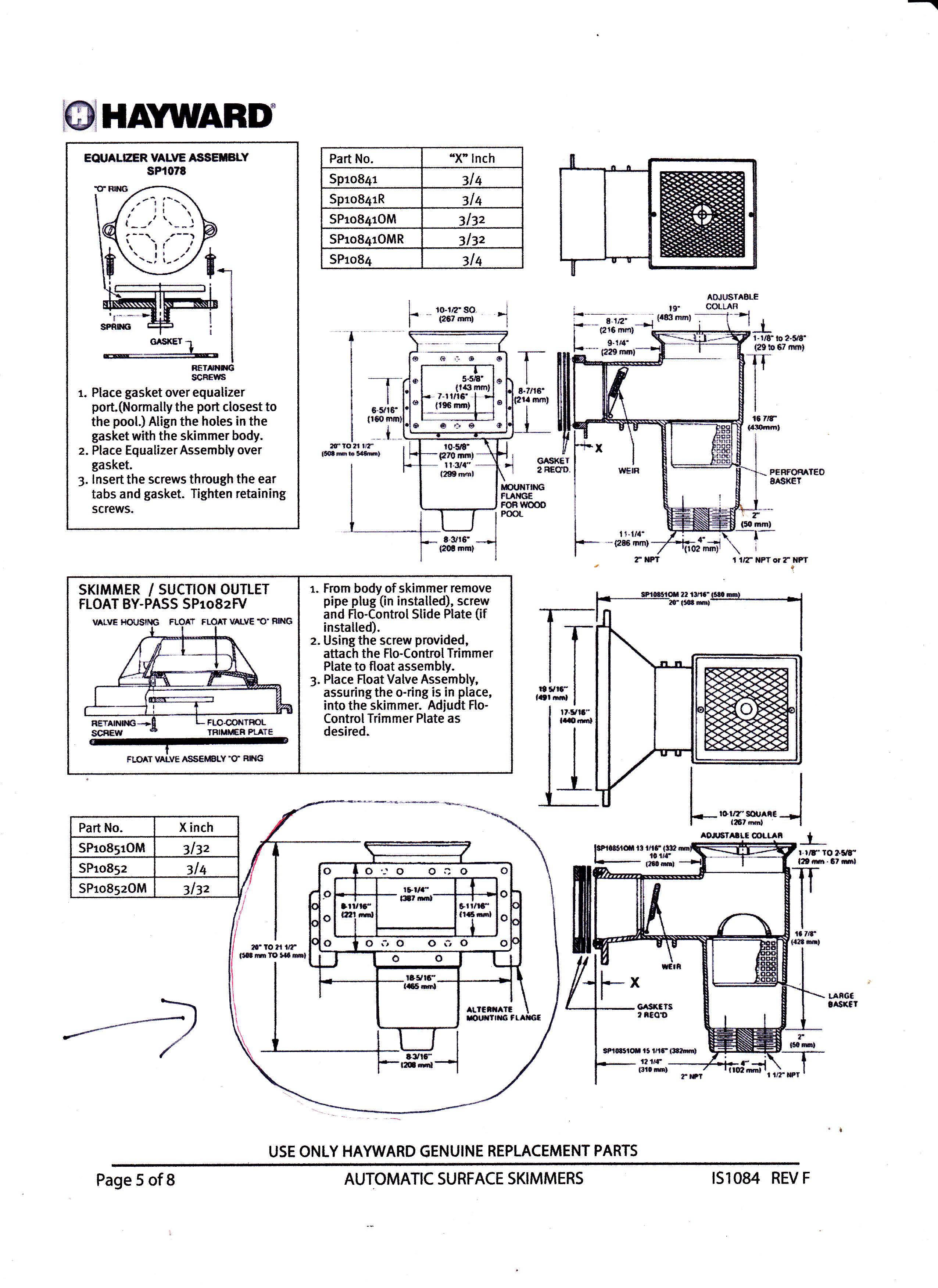Hayward Wide Track Skimmer SP10852