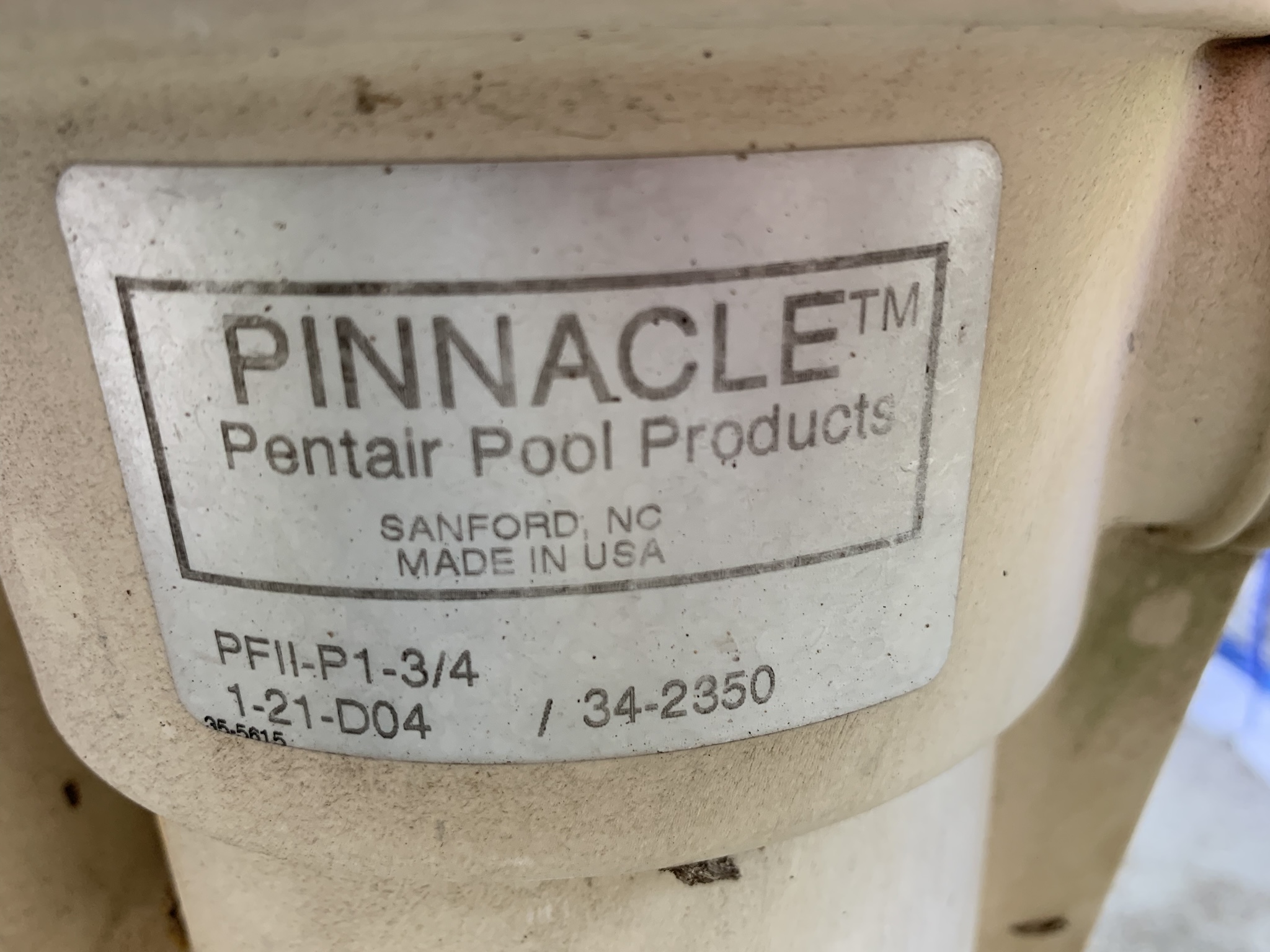 Pentair Pump Housing, Almond (356011) 356002