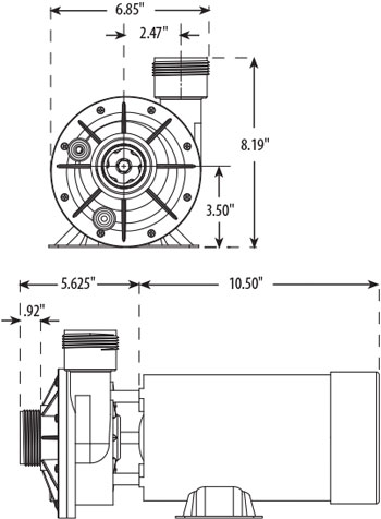 Spa Flo II Pump, 1.0 Hp, 115v, 2-spd,1-1/2