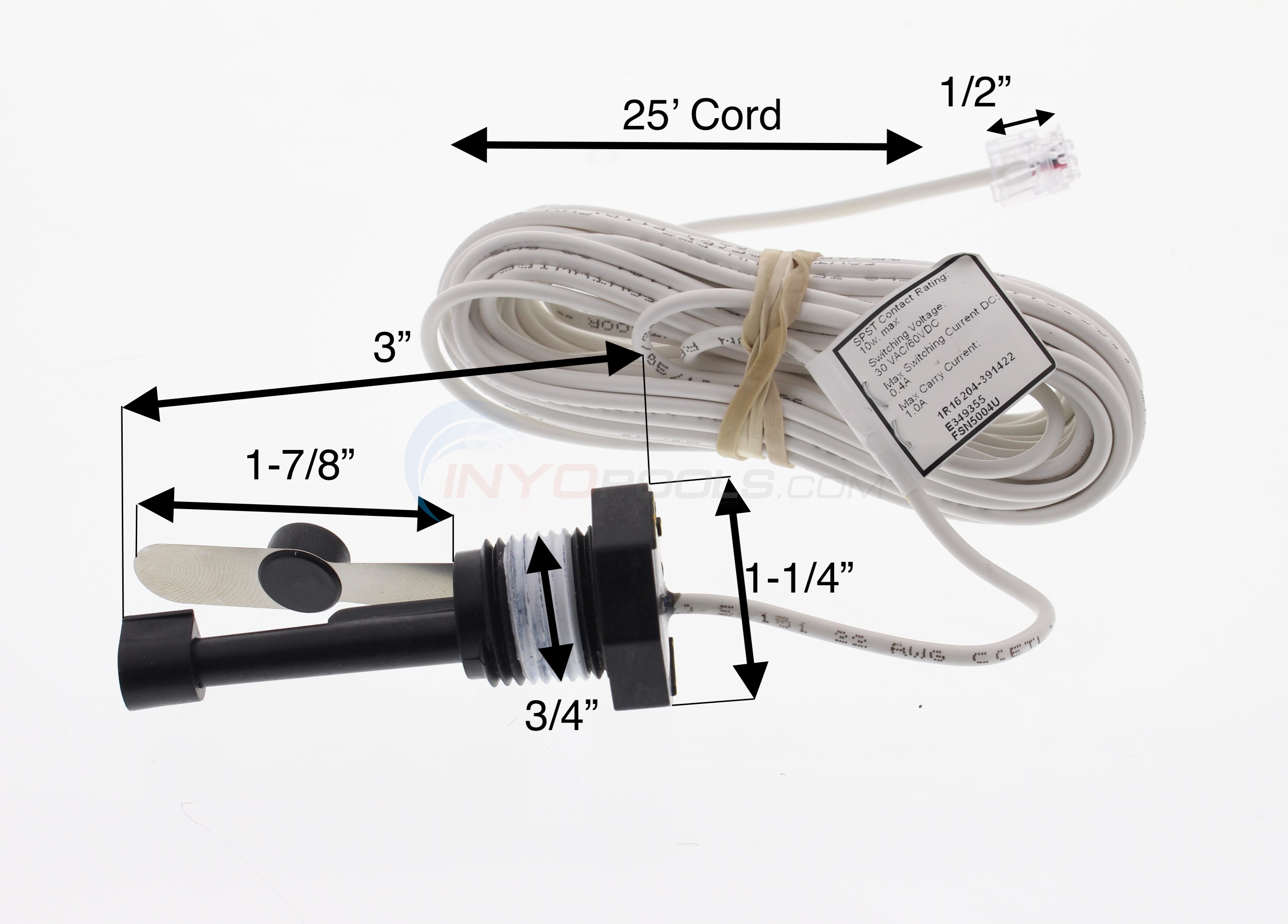 Hayward Goldline Flow Switch, 25 Ft. Cable, No Tee GLXFLORP25